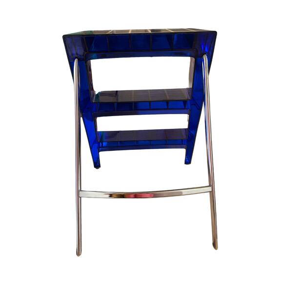 Kartell Upper Step Ladder Cobalt Blue Alberto Meda Design Chrome Legs - Picture 4 of 6